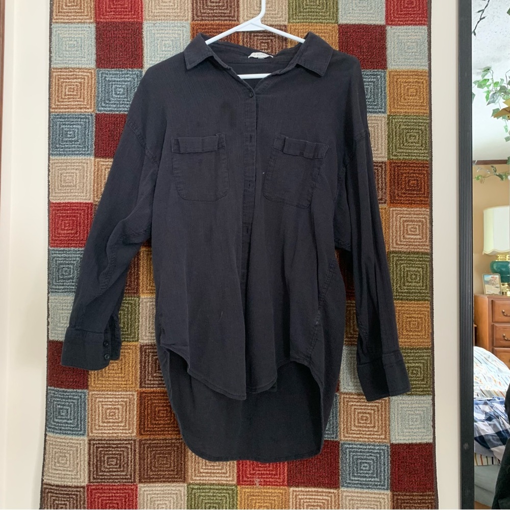 Z supply Men's Black Button-Up Longline Shirt
